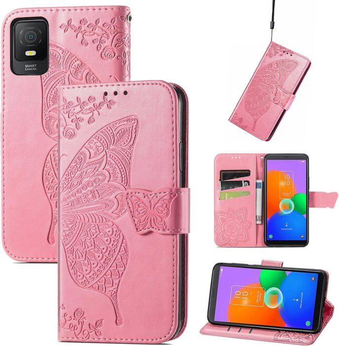 Étui Portefeuille Pour TCL 406s - Housse Protection Rouge - Similicuir - K-S-Trade