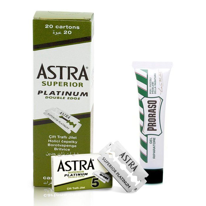 The goodfellas smile - ASTRAEGELPRORASO - 100 lames de rasage Astra Superior Platinum plus Proraso Bump Repair Gel
