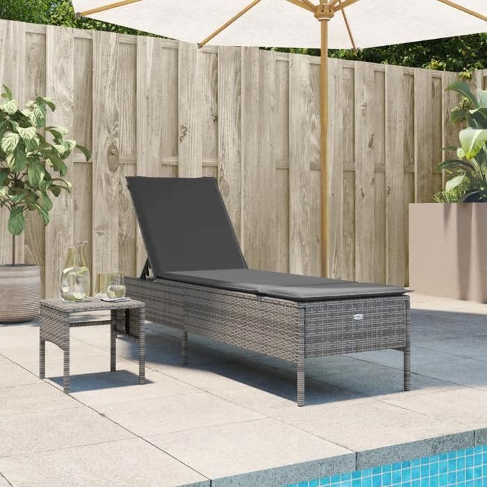 vidaXL Chaise longue avec table - vue 3