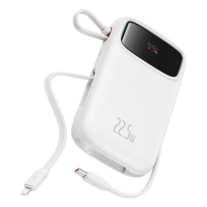 Baseus - Batterie externe Qpow Pro+ (P10055003223-00) - Lightning 2x Type-C USB 225W 10000mAh Câble Type-C 30cm - Blanc