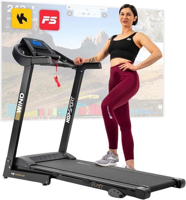 Hop-Sport Tapis de course pliable 08 - 14 km/h Bluetooth