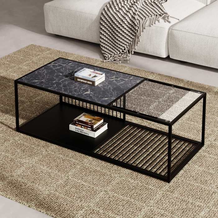 Table basse Table basse en verre 110 x 48 x