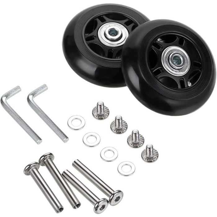 Lot de 2 roulettes de rechange pour valises 70 x 24 mm kits de réparation de roues de valise Sapplique à patins à roues alignées