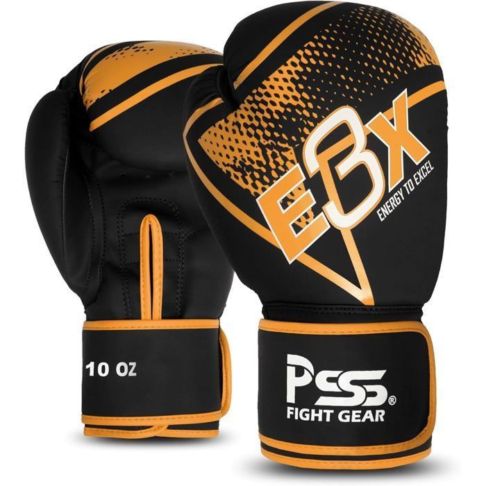 PSS Ensemble Boxe Enfants 6 Pièces 3-14 Ans - Short Débardeur, Gants 6Oz, Pattes D’Ours, Bandages Et Corde à Sauter - Noir & Doré