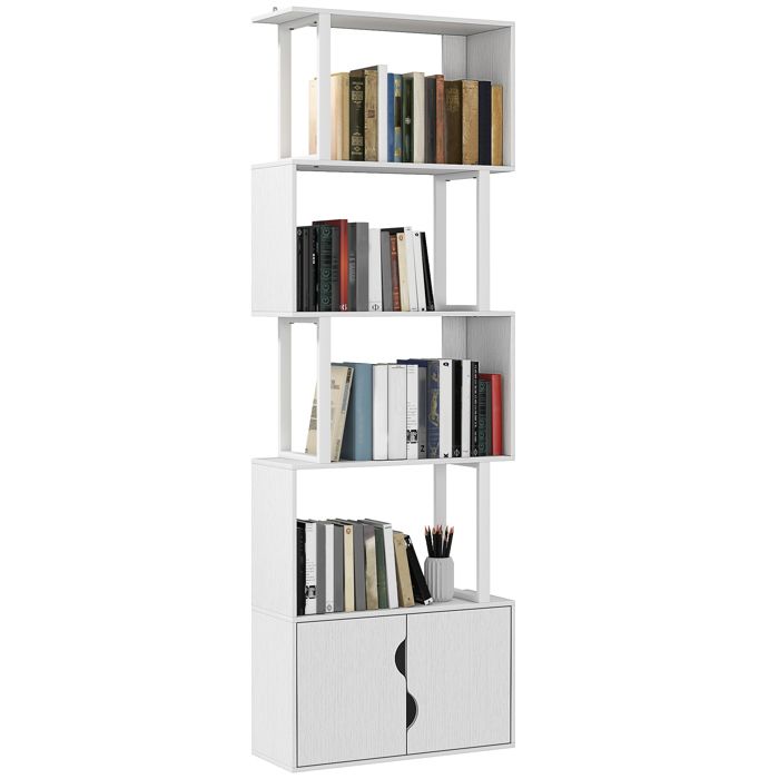 Bibliothèque 5 étagères HOMCOM - 60x24x133.5 Cm - Étages Réglables - En Panneau De Particules Finition Bois - Pour Salon, Chambre