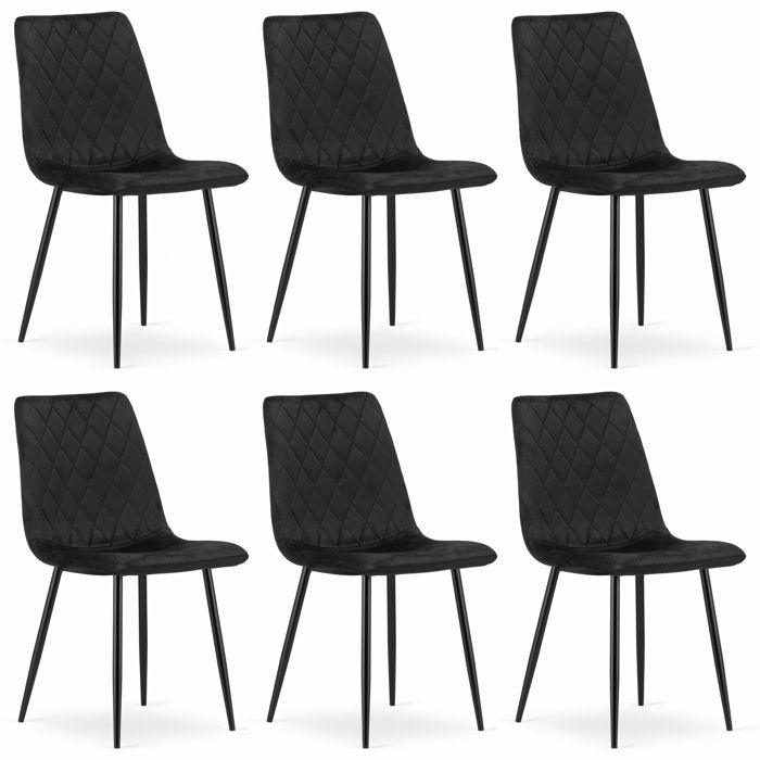 Chaise Komodee SCANNO - 6 Pieces - NOIR - Tapisser en velours 53 x 45 x 89 cm Chaise Komodee SCANNO - 6 Pieces - NOIR - Tapisser en velours 53 x 45 x 89 cm