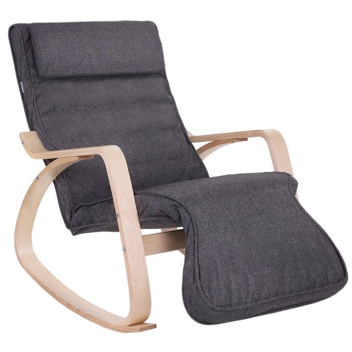 Fauteuil à bascule rocking chair avec repose-pied réglable en 5 niveaux charge max 150 kg