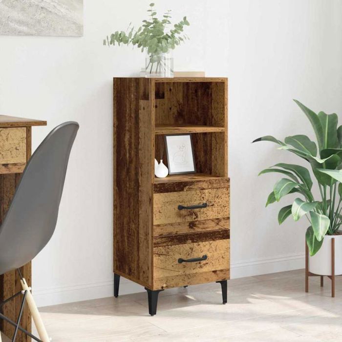 Buffet bas en bois dingénierie VIDAXL 34 x 34 5 x 90 cm - style contemporain tiroirs et étagères bois ancien