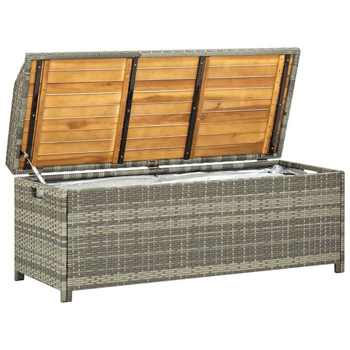 “Winter SaleTOP Banc de jardin Gris - Banc de rangement de jardin 120cm Résine tressée Gris PRO90064