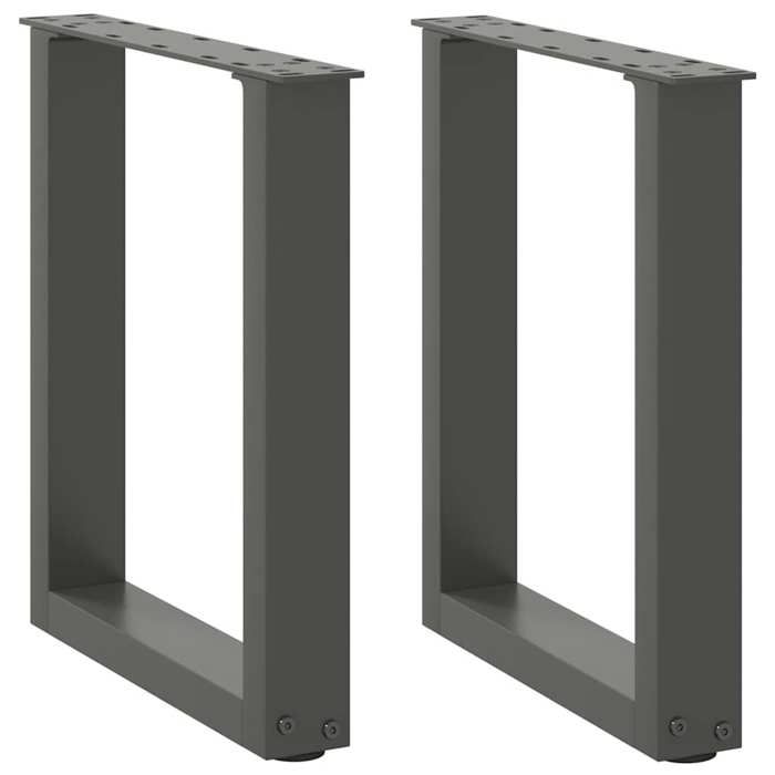 Pieds de table basse en U - VIDAXL - Anthracite - 38x(42-43) cm - Acier enduit de poudre - Niveleurs réglables