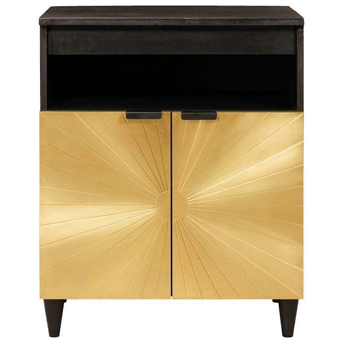 Buffet en bois de manguier - vidaXL - Noir et or - 60x33x75 cm - Bois de manguier massif - Finition mate