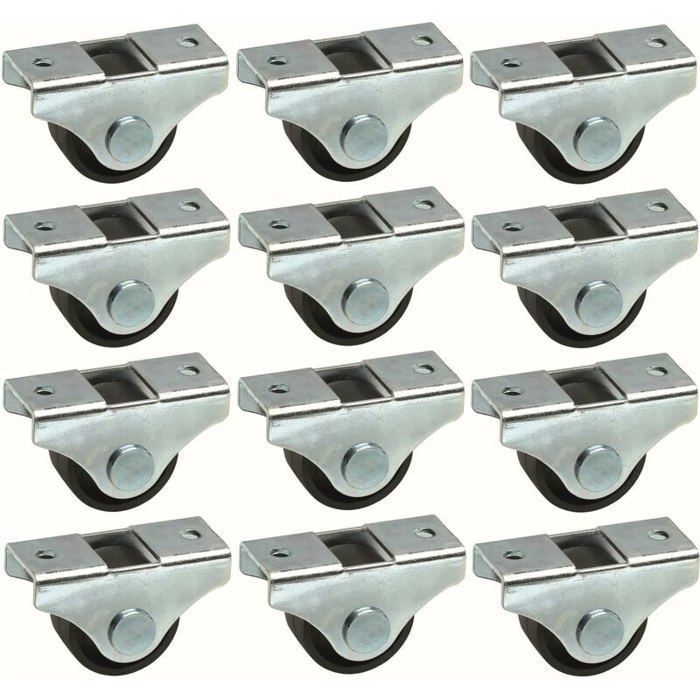 12x roulette meuble 25mm universelle mini rouleau noir pied lit casier chariot poubelle rangement table roue