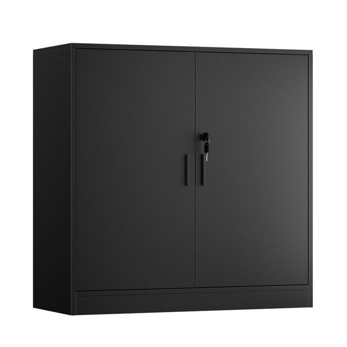 EGGREE Armoire Bureau Meuble Rangement Bureau Fermant à clé avec 2 Porte 15mm Armoire de Rangement Placages Réglables Noir EGGREE Armoire Bureau Meuble Rangement Bureau Fermant à clé avec 2 Porte 15mm Armoire de Rangement Placages Réglables Noir