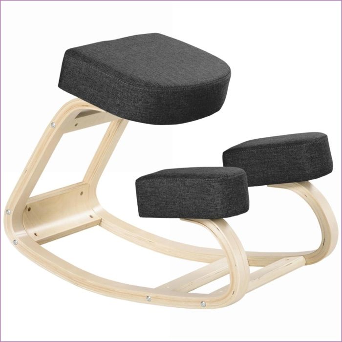 Chaises de bureau - Chaise à genoux ergonomique Bois de bouleau 120 kg Noir