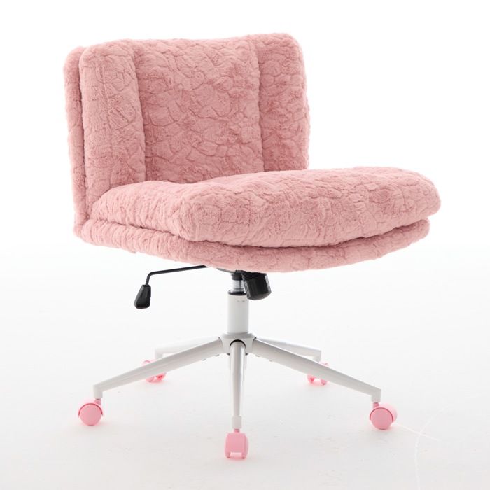 Chaise de Bureau à Roulette 360° Réglable en Hauteur Chaise pour Chambre-Coiffeuse Rose