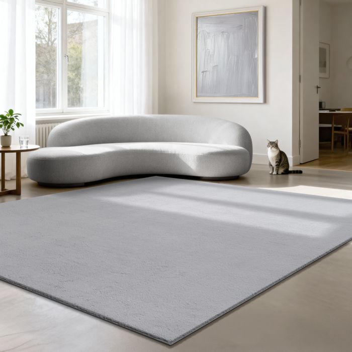 the carpet Relax tapis moelleux à poils courts antidérapant lavable à 30 degrés Gris 240 x 240 cm Carré
