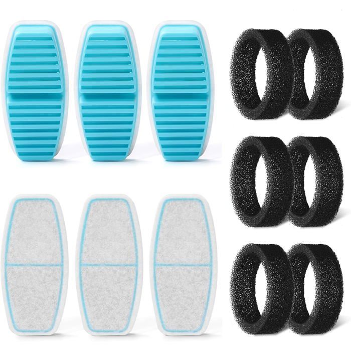 Filtre pour fontaine à eau pour chat - ESTAMPILLE - 6 filtres + 6 éponges - Triple filtration - Compatible FOFNON 3.2L