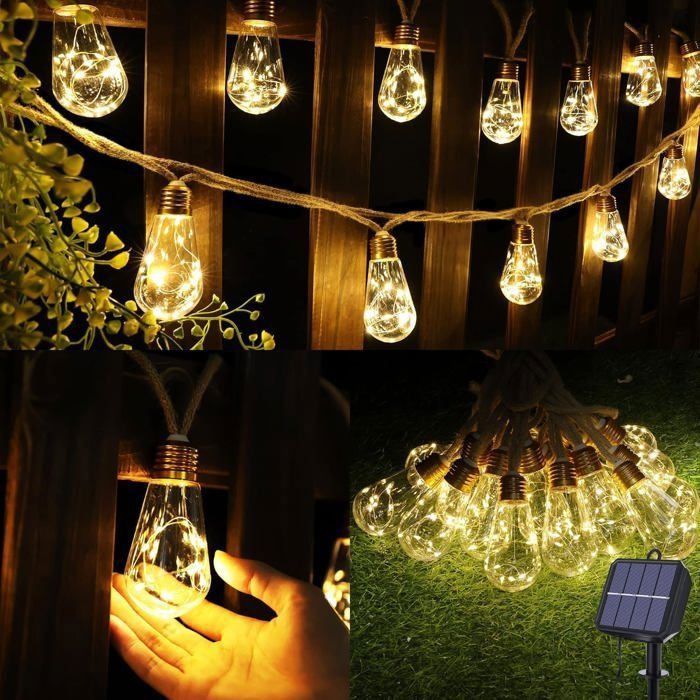 Guirlande lumineuse - S17 - Solaire - 8 m (16 ampoules 160 LED) - Étanche IP65
