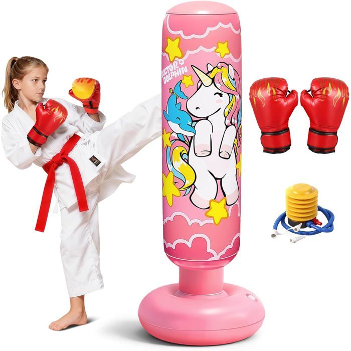 Sac De Frappe Crossjab Junior – Cuir Double Couche – Non Rempli – Chaîne Incluse – Pour Enfants 6-13 Ans – Boxe éducative