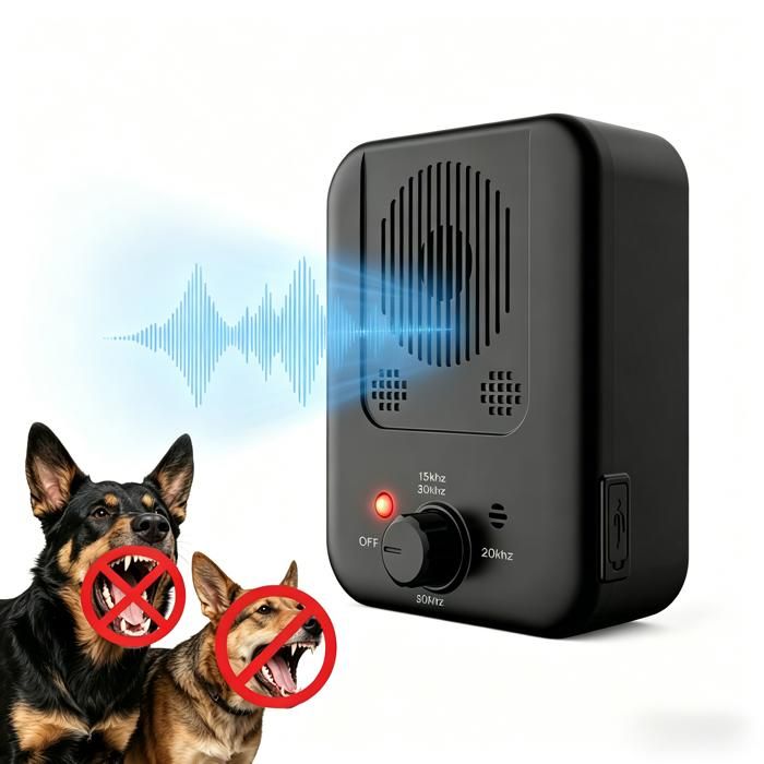 Anti Aboiement à Ultrason Anti-bruit Détection Automatique - 8-10m Portée - Pour Chien - Accroché au mur arbre clôture