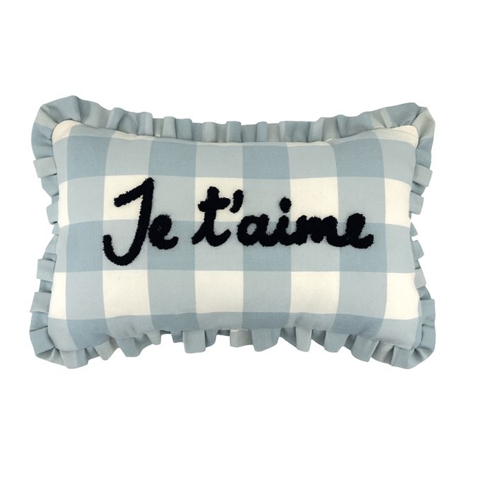 Coussin rectangulaire à carreaux Je taime Bleu 30x50 cm Coussin rectangulaire à carreaux Je taime Bleu 30x50 cm