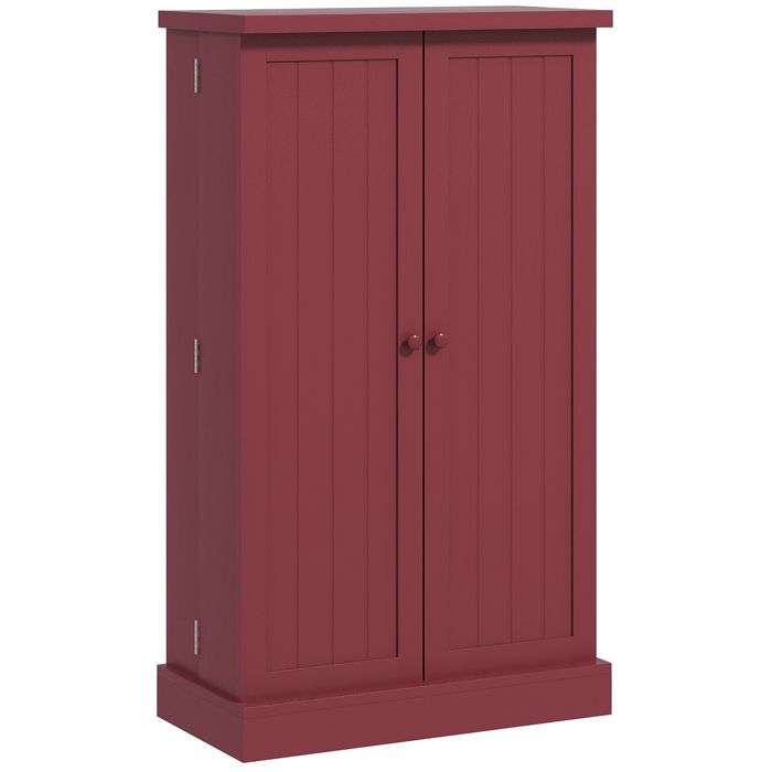LIA Armoire meuble de cuisine garde-manger 2 portes avec 5 étagères et 12 porte-épices - 60 x 30 x 104 cm - rouge