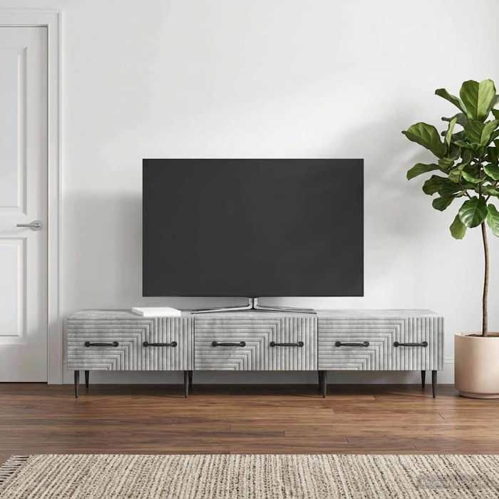 vidaXL Meuble TV Gris béton 147 x 345 x 30 cm Bois dingénierie 894938