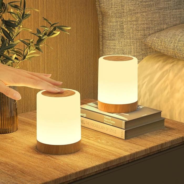 Lampe de Chevet Tactile Lot de 2- Lampe de Table Veilleuse à Intensité Variable- 256 couleurs RVB et 3 Modes-