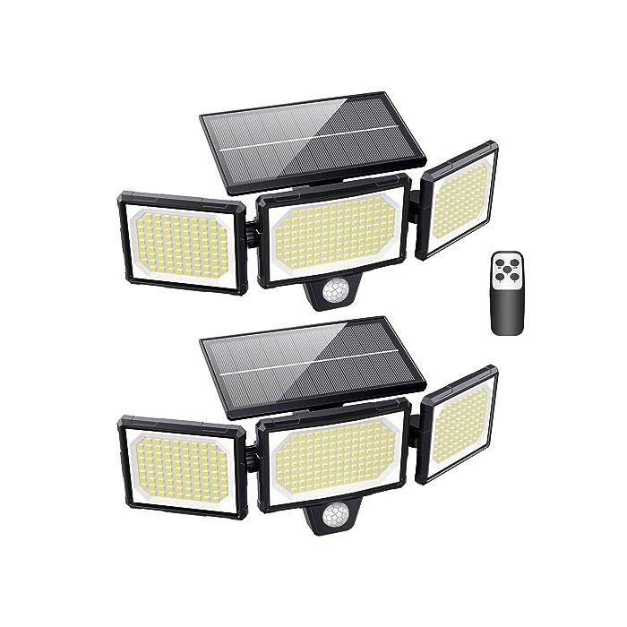 [Lot de 2] Lampes Solaires Extérieur Puissante - 304LED Projecteur Lumière Solaire Extérieure avec Détecteur de Mouv SPOT EXTERIEUR