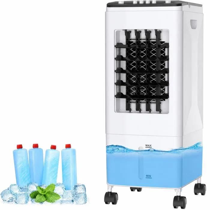 Mobile Rafraîchisseur d’Air Réservoir 6L 4 Blocs Réfrigérants 60W Économie d’Énergie 40dB Silencieux3 Vitesses