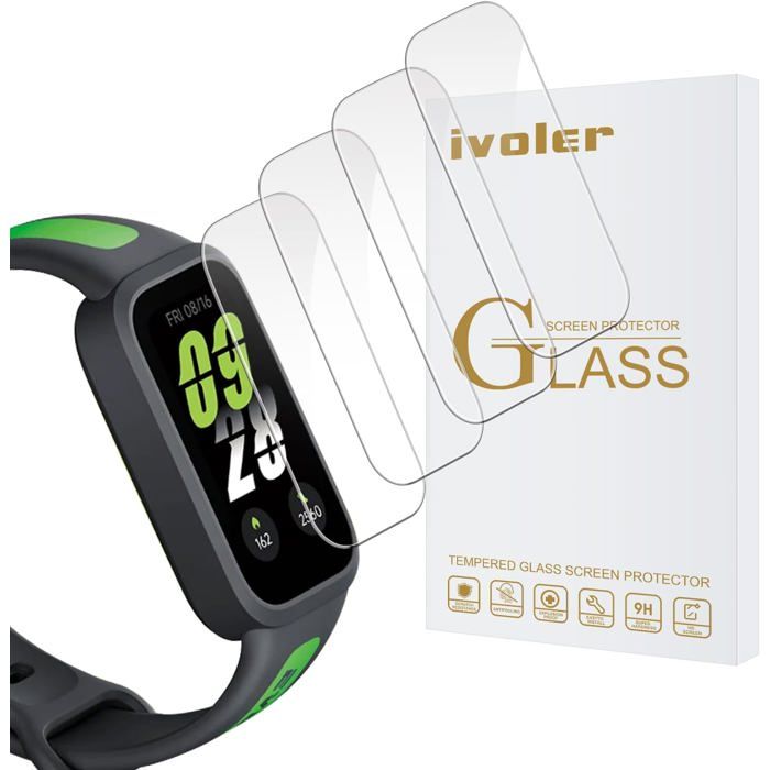 Lot de 4 Film Protection écran en Verre Trempé pour Xiaomi Smart Band 9 Active/Xiaomi Redmi Band 3(Pas pour Xiaomi Smart Band 9)