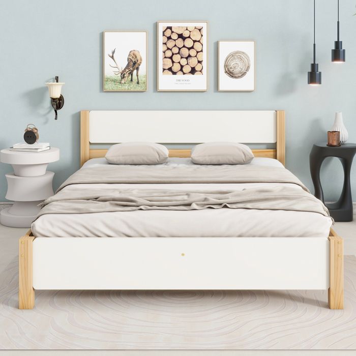 Dimensions 140x200 cm lit design solide et sécurisé lit pour adolescent en bois couleur blanc