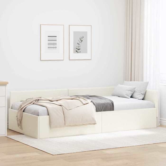 Cadre de lit - vidaXL - Structure de lit - velours - crème - 90 cm@ihk40y