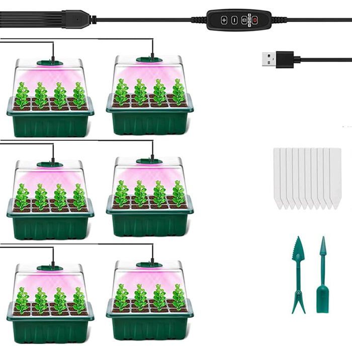 Pque semis Lampe de Croissance pour Serre Chauffante 6 Pièces Optimale pour Croissance et Humidité Moyen
