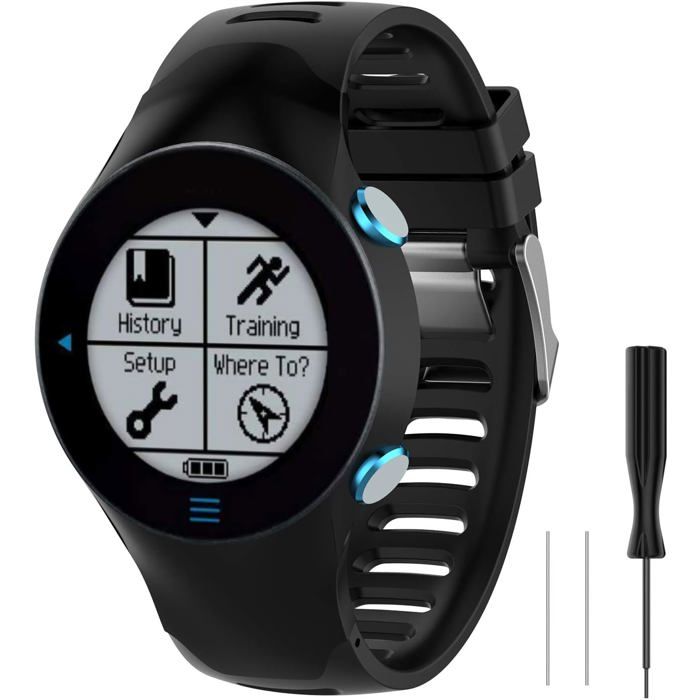 Bracelet de montre en silicone - Compatible Garmin Forerunner 610 - Silicone doux et léger