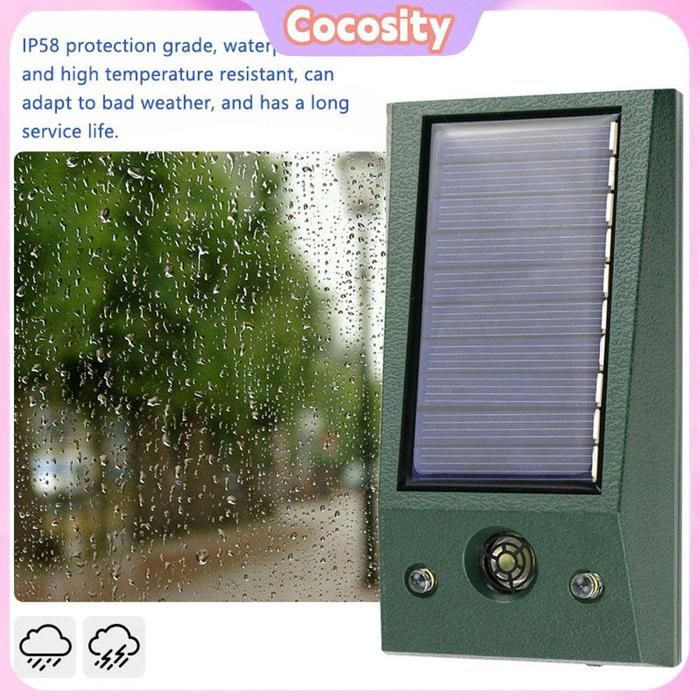 Cocosity Répulsif pour animaux à ultrasons Ultrasonic Animal Repeller Solar Powered Rodent Repellent With sport camping Vert