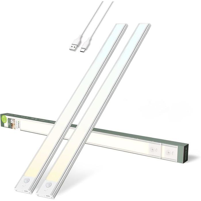 Lampe LED Rechargeable LED Cuisine Sous Meuble 2 x 60cm USB C 4400mAh 3 Températures de Couleur 2 pièce 60 cm A ECLAIRAGE DE MEUBLE