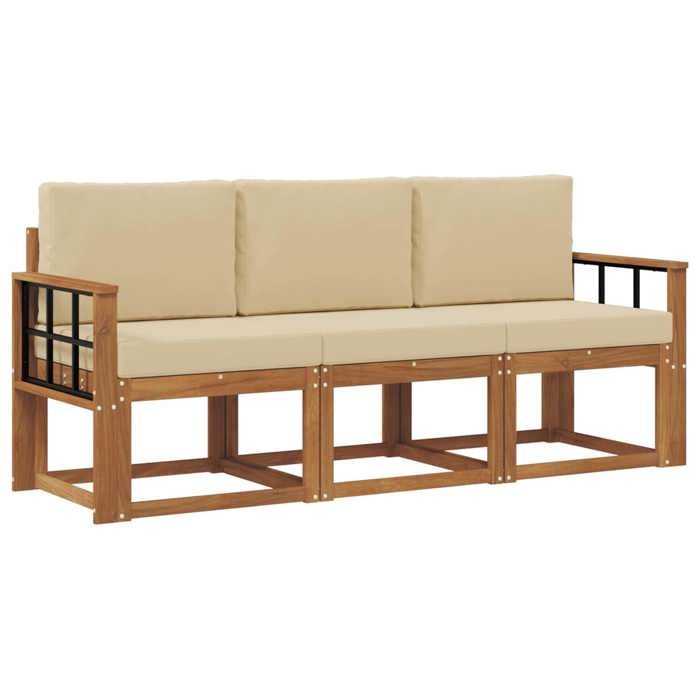 NEW Ensemble de canapés dextérieur 3 pcs Naturel et Beige 110 kg par siège_69898