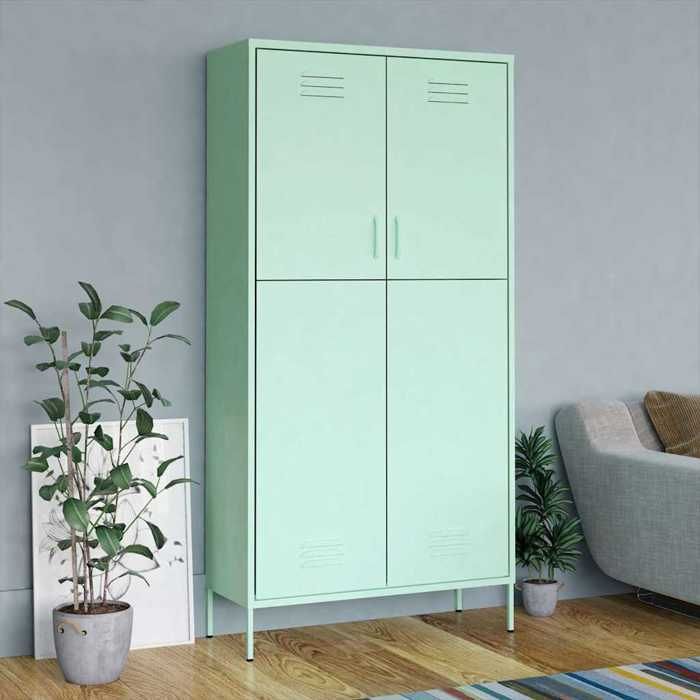 Vert Garde-robe Vert menthe 90x50x180 cm Acier - Meuble Rangement LV29989
