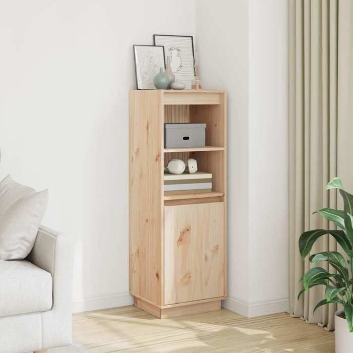 Brun Buffet haut 37x34x110 cm Bois massif de pin - Meuble Rangement LV33433