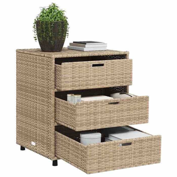 Magnifique Armoire de rangement de jardin beige 55x59x69 cm résine tressée - design polyvalent - pour maison - Beige 16.8 kg 2026_69