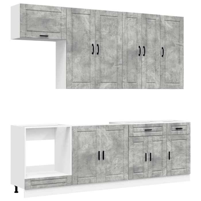 Unité de cuisine - PORTO - Réglable - Rangement - Bois dingénierie - Gris béton - 60x31x100 cm - 60x31x40 cm - 40x31x100 cm - 8 pcs Unité de cuisine - PORTO - Réglable - Rangement - Bois dingénierie - Gris béton - 60x31x100 cm - 60x31x40 cm - 40x31x100 cm - 8 pcs