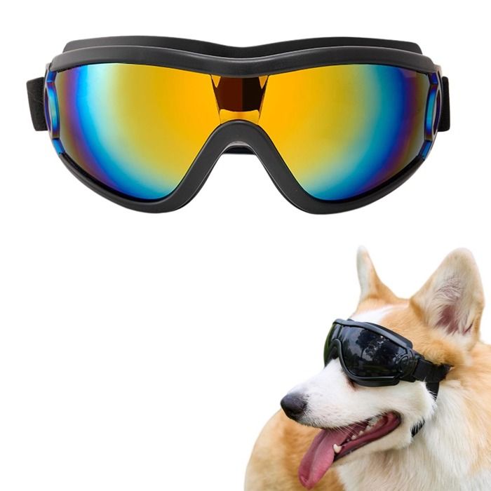 INF Lunettes anti-UV pour chien — Protection dimpact en polycarbonate avec ajustement rembourré réglable L