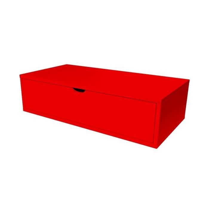 cube de rangement longueur 100 cm + tiroir - couleur - rouge