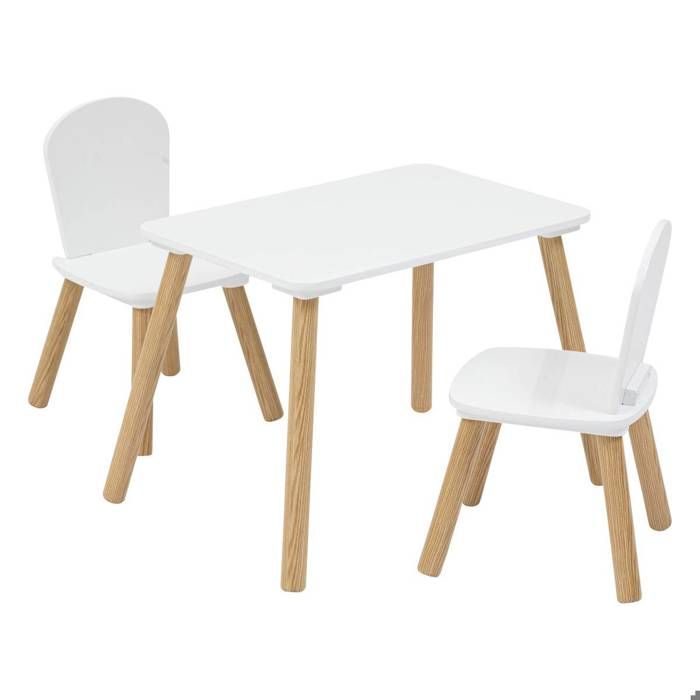 Ensemble table et 2 chaises enfant Alex blanc 3 pièces