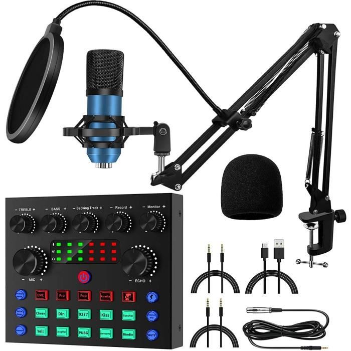 Microphone de studio, carte son, kit de micro, compatible avec PC
