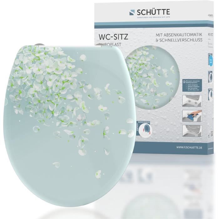 Schütte SLIM BLACK 82710, Abattant WC En Duroplast Avec Système D'abaissement Automatique Et