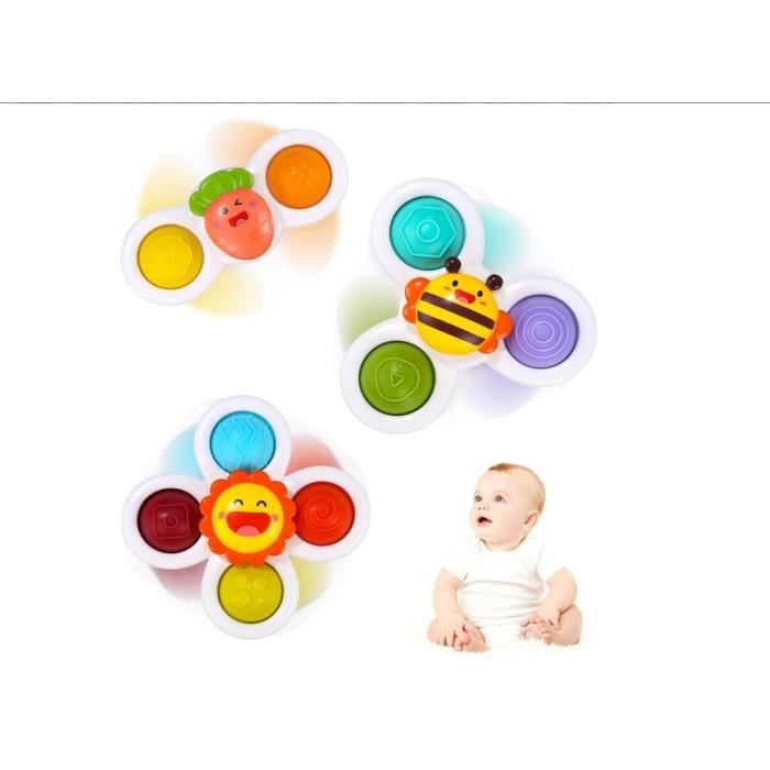 Jouet De Bain Bébé Spinner Avec Ventouses - Lot De 3 Animaux Rotatifs, Sensoriel, Pour Baignoire Et Surfaces Lisses