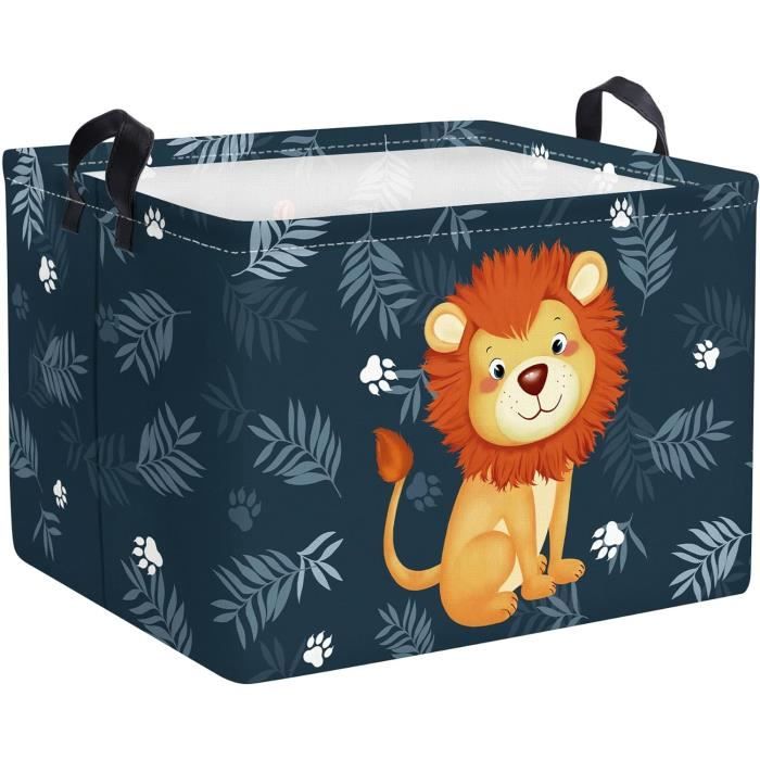 Boite de rangement Lion 29x29x29cm - fibre de polyester & papier - marron - meubles