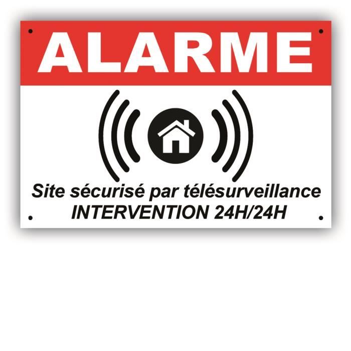 150 x 100 mm = 2 + 75 x 50 mm = 4 Lot 6 Autocollants de Dissuasion SITE sous Alarme Intervention sur site 24H/24H avec Texte : Protection par télésurveillance 